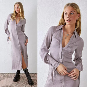 Urban Outfitters Chapman Midi Shirt Dress Lavender Womens S Y2K 90s Pastel